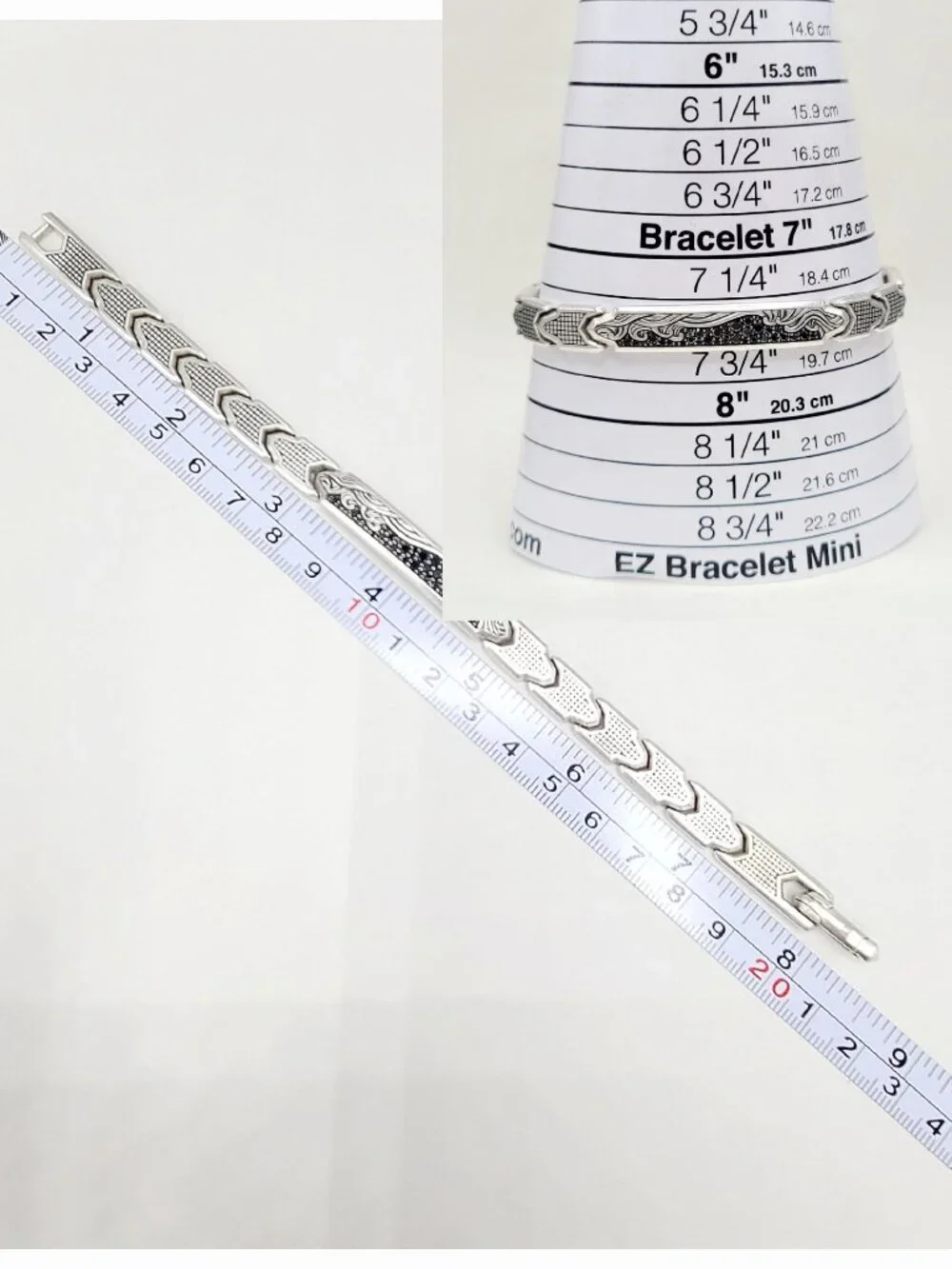 David Yurman Waves ID Link Bracelet w/ Pavé Black Diamonds - 9mm - Size Medium